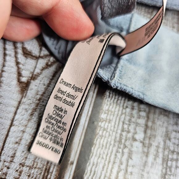 Victoria's secret blue and tan lacey Dream angles lined demi bra size 36DD - Picture 6 of 6